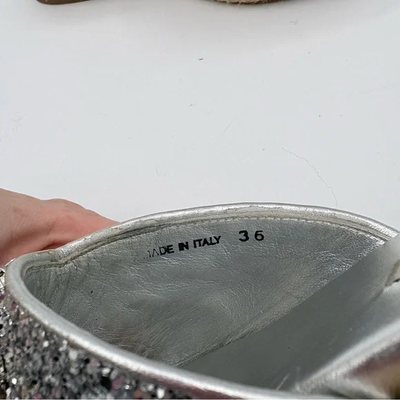 Miu Miu Women's Crystal-Embellished Glitter Platform Sandals Size 36 US Size 6 - Picture 7 of 8